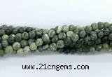 CZJ581 15.5 inches 6mm faceted round green zebra jasper gemstone beads