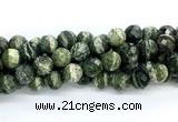 CZJ583 15.5 inches 10mm faceted round green zebra jasper gemstone beads