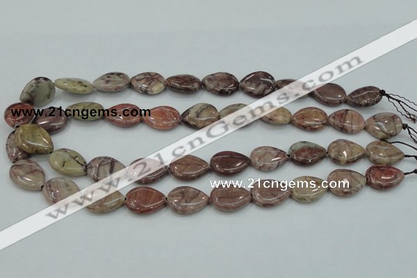 CZJ81 16 inches 15*20mm flat teardrop red zebra jasper beads wholesale