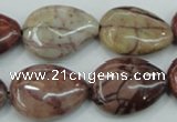 CZJ82 16 inches 18*25mm flat teardrop red zebra jasper beads wholesale