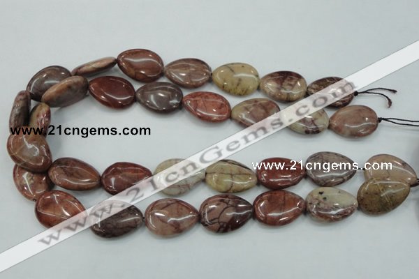 CZJ82 16 inches 18*25mm flat teardrop red zebra jasper beads wholesale