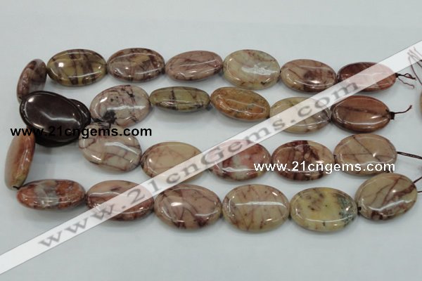 CZJ84 16 inches 22*30mm oval red zebra jasper beads wholesale