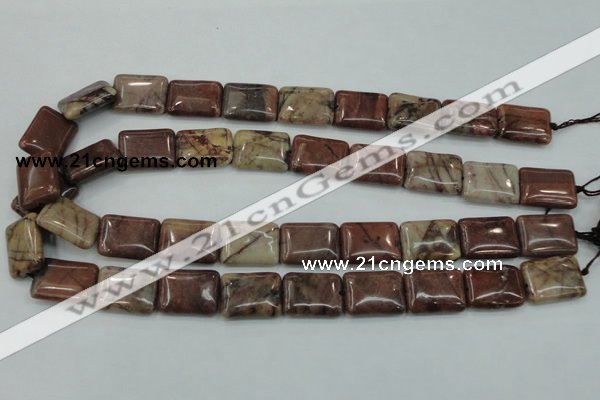 CZJ86 16 inches 15*20mm rectangle red zebra jasper beads wholesale