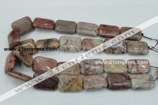 CZJ87 16 inches 22*30mm rectangle red zebra jasper beads wholesale