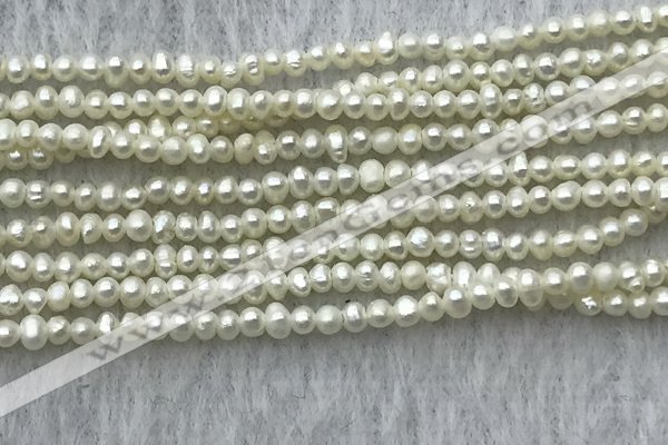 FWP03 14.5 inches 1.8mm - 2mm potato white freshwater pearl strands