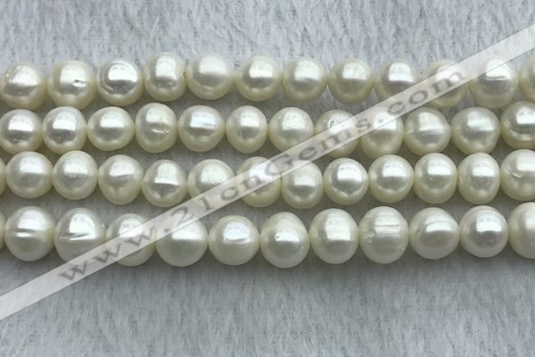 FWP101 15 inches 9mm - 10mm potato white freshwater pearl strands