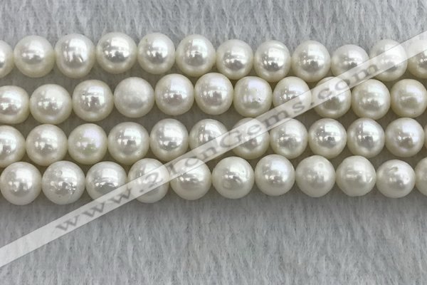 FWP102 15 inches 9mm - 10mm potato white freshwater pearl strands