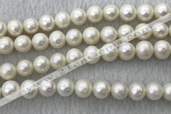 FWP105 15 inches 9mm - 10mm potato white freshwater pearl strands