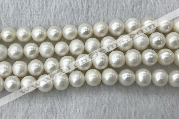 FWP106 15 inches 9mm - 10mm potato white freshwater pearl strands