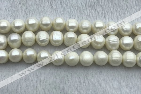 FWP124 15 inches 11mm - 12mm potato white freshwater pearl strands