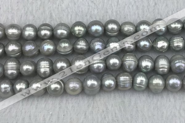 FWP139 15 inches 8mm - 9mm potato grey freshwater pearl strands