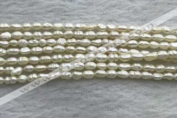 FWP151 14.5 inches 2.5mm rice white freshwater pearl strands