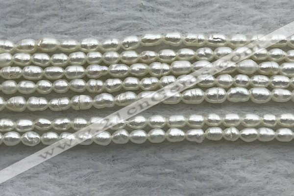 FWP153 14.5 inches 2mm - 3mm rice white freshwater pearl strands