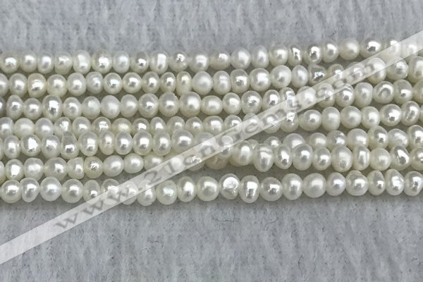 FWP16 14.5 inches 3.2mm - 3.7mm potato white freshwater pearl strands