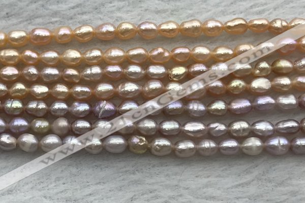 FWP160 14.5 inches 4.2mm rice purple freshwater pearl strands