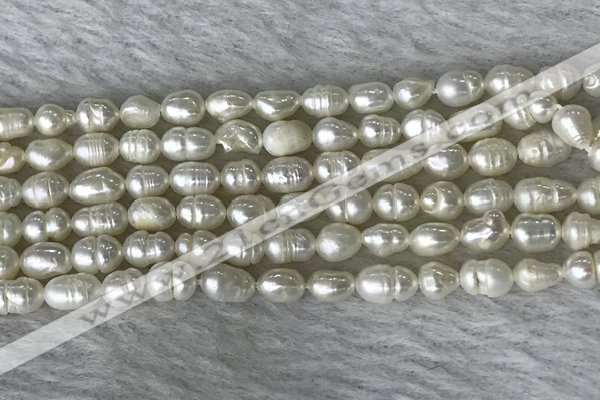 FWP165 14.5 inches 4mm - 5mm rice white freshwater pearl strands