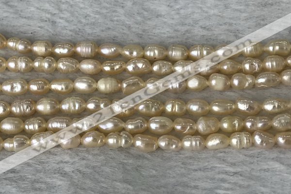 FWP166 14.5 inches 4.5mm rice pink freshwater pearl strands