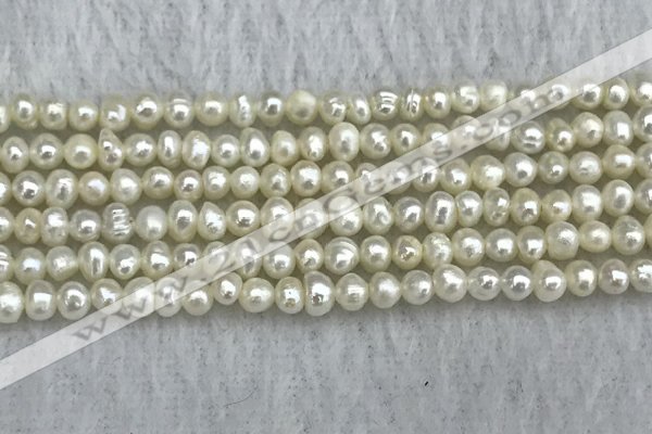 FWP17 14.5 inches 3.2mm - 3.7mm potato white freshwater pearl strands