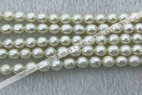 FWP178 15 inches 6mm - 7mm rice white freshwater pearl strands