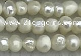 FWP18 14.5 inches 3mm - 4mm potato white freshwater pearl strands