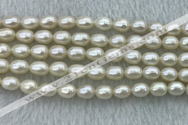 FWP182 15 inches 6mm - 7mm rice white freshwater pearl strands