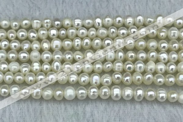 FWP19 14.5 inches 3mm - 4mm potato white freshwater pearl strands