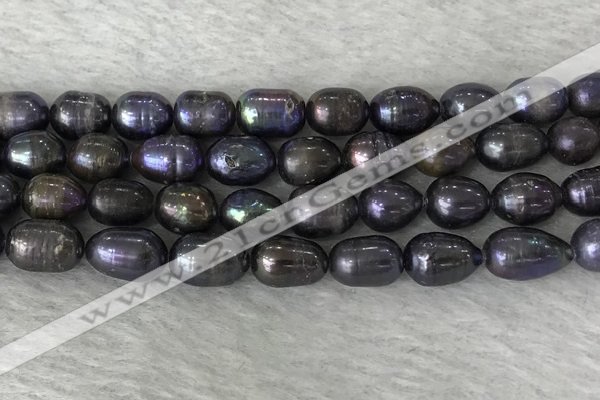 FWP191 15 inches 7mm - 8mm rice black freshwater pearl strands