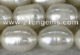 FWP201 15 inches 8mm - 9mm rice white freshwater pearl strands