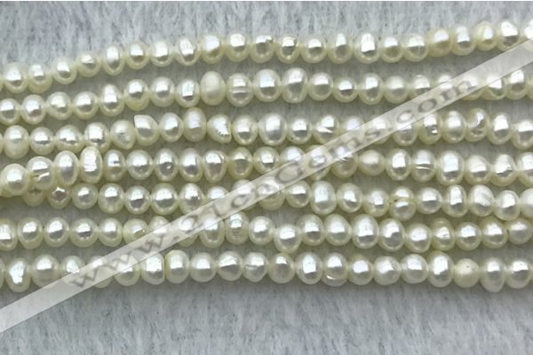 FWP21 14.5 inches 3mm - 3.5mm potato white freshwater pearl strands