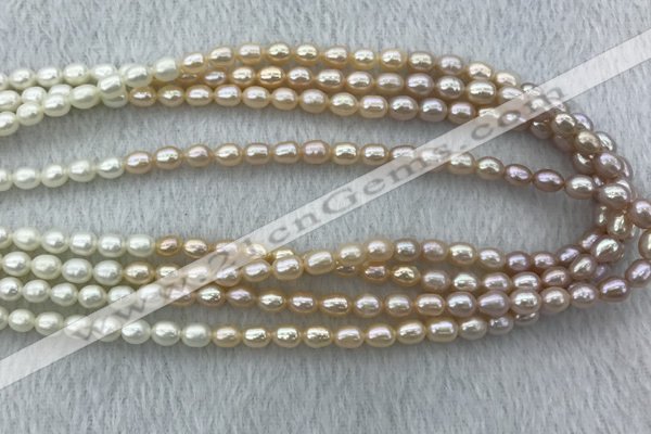 FWP210 15 inches 6mm - 7mm rice mixed color freshwater pearl strands