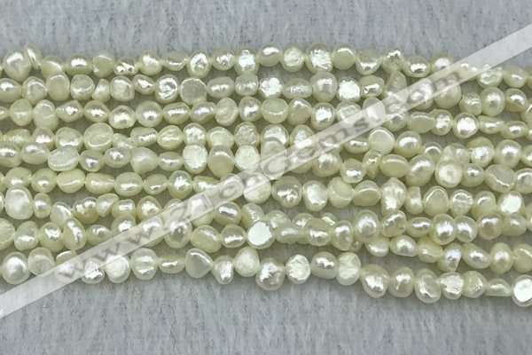 FWP231 14.5 inches 3mm - 4mm baroque white freshwater pearl strands