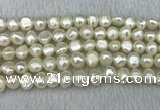 FWP245 15 inches 8mm - 9mm baroque white freshwater pearl strands