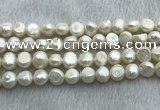 FWP250 15 inches 9mm - 10mm baroque white freshwater pearl strands