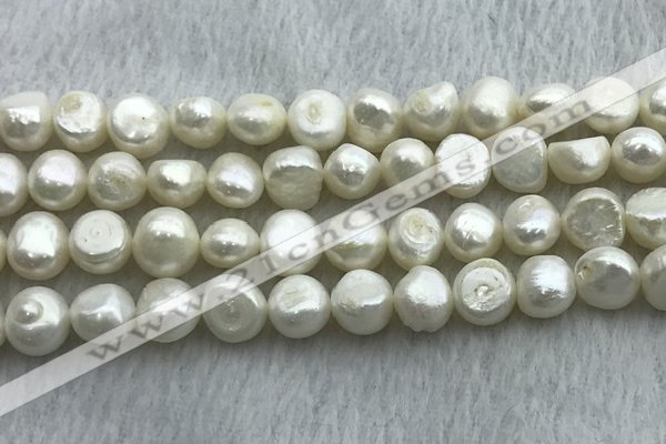 FWP250 15 inches 9mm - 10mm baroque white freshwater pearl strands