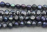 FWP257 15 inches 11mm - 12mm baroque black freshwater pearl strands