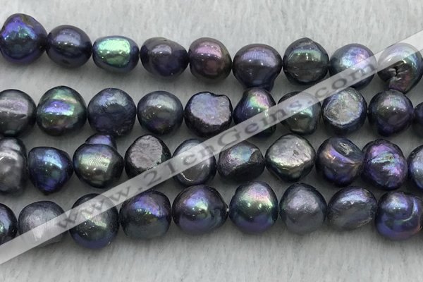 FWP257 15 inches 11mm - 12mm baroque black freshwater pearl strands