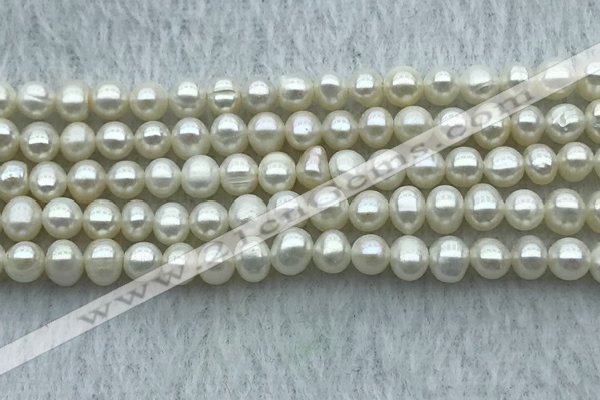 FWP26 14.5 inches 4mm - 4.5mm potato white freshwater pearl strands