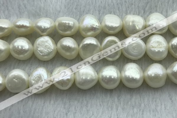 FWP260 15 inches 11mm - 12mm baroque white freshwater pearl strands