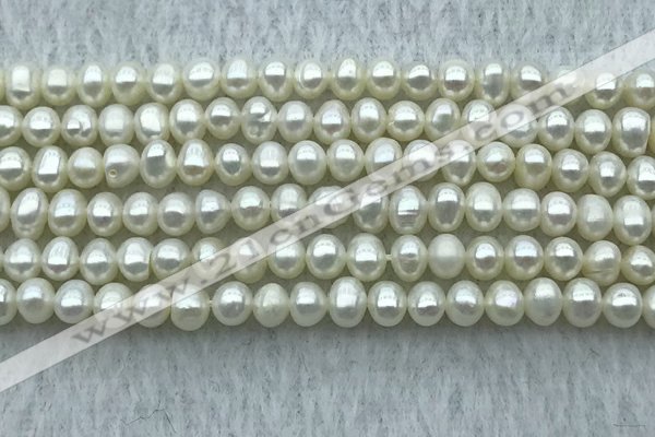 FWP27 14.5 inches 4mm - 4.5mm potato white freshwater pearl strands