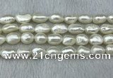 FWP285 15 inches 9mm - 10mm baroque white freshwater pearl strands