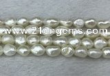 FWP286 15 inches 9mm - 10mm baroque white freshwater pearl strands