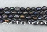 FWP288 15 inches 9mm - 10mm baroque black freshwater pearl strands