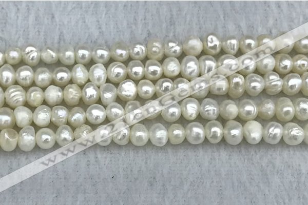 FWP30 14.5 inches 4.5mm potato white freshwater pearl strands