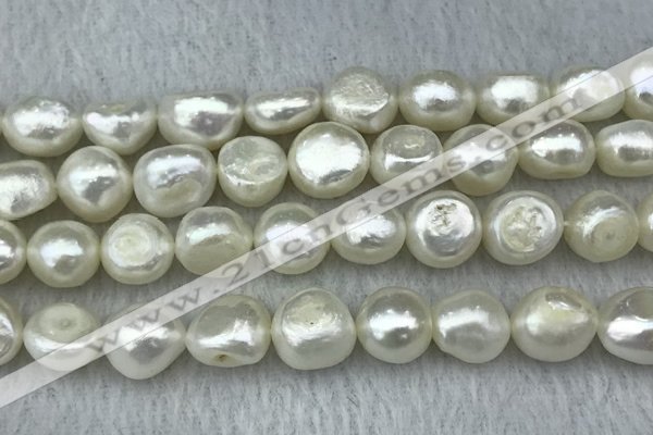 FWP302 15 inches 11mm - 12mm baroque white freshwater pearl strands