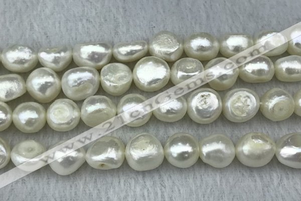 FWP302 15 inches 11mm - 12mm baroque white freshwater pearl strands