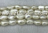 FWP304 15 inches 11mm - 12mm baroque white freshwater pearl strands