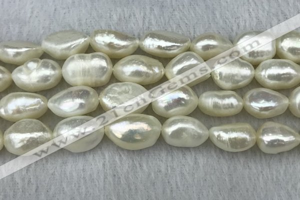 FWP304 15 inches 11mm - 12mm baroque white freshwater pearl strands