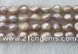 FWP306 15 inches 11mm - 12mm baroque purple freshwater pearl strands