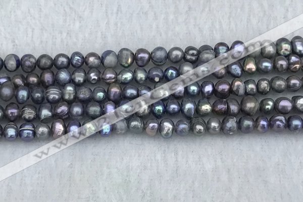 FWP31 14.5 inches 4mm - 4.7mm potato black freshwater pearl strands