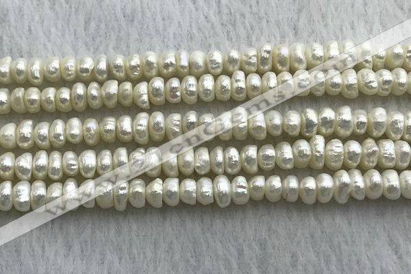 FWP320 14.5 inches 5.2mm button white freshwater pearl strands